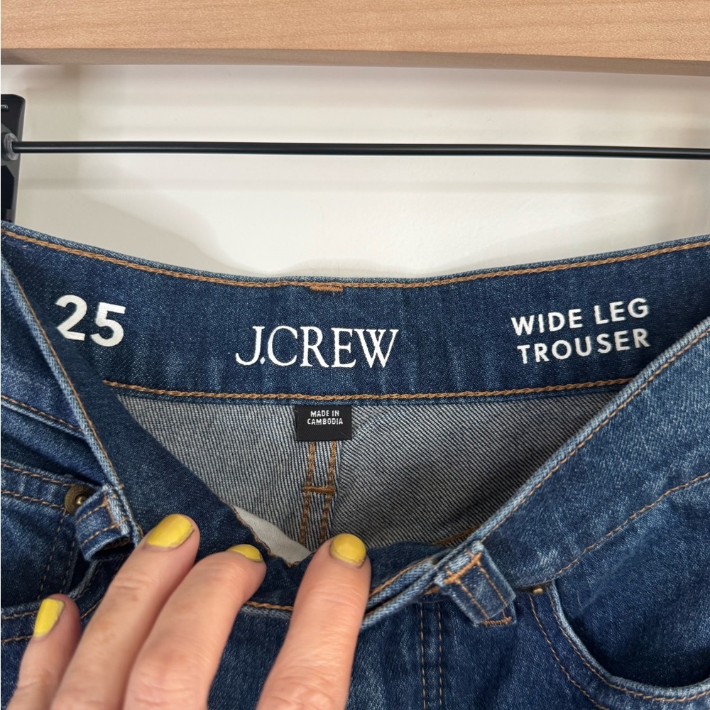 J. Crew Wide Leg Trouser Jeans High Rise Dark Wash Denim Chic 25 - Picture 5 of 14